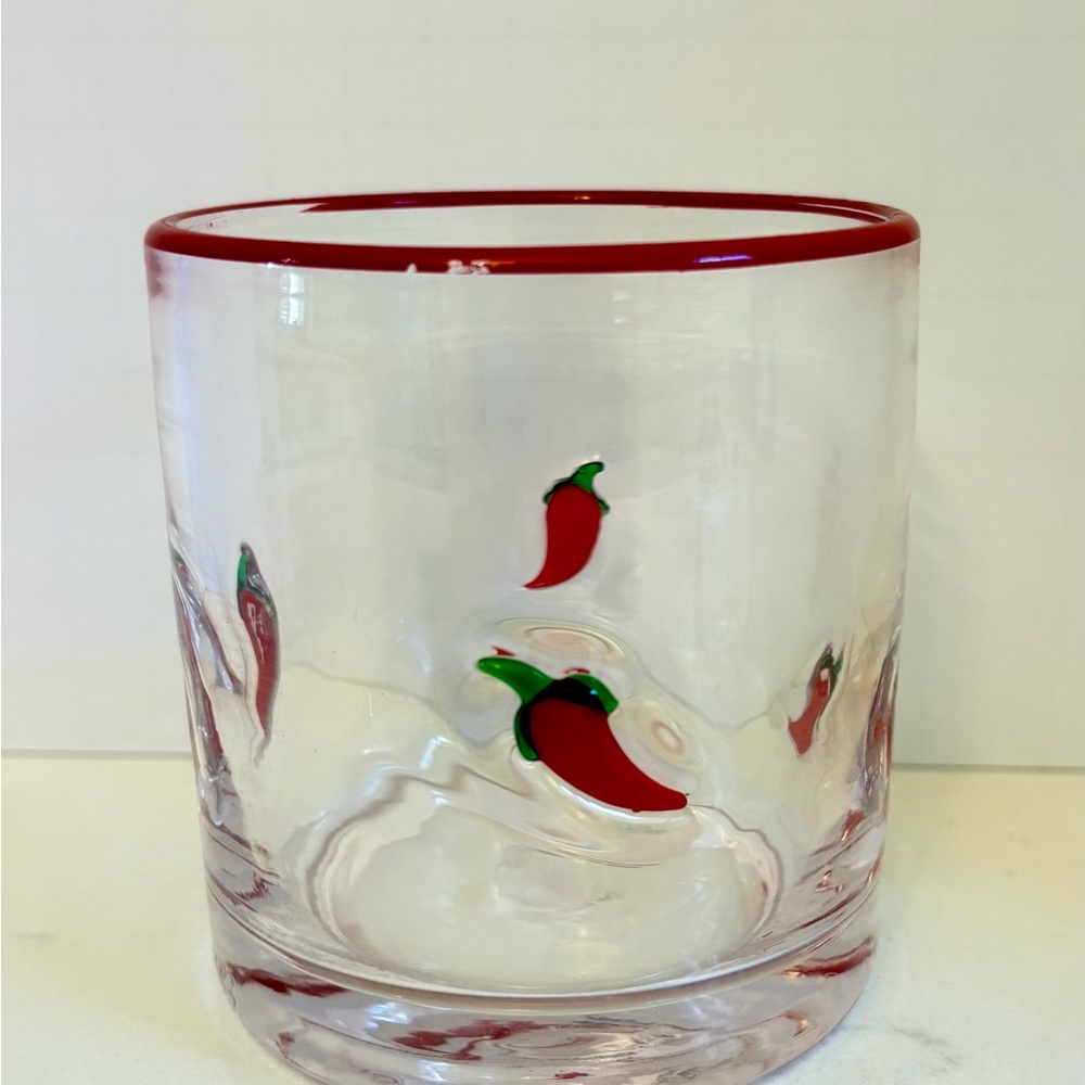 Icon Juice Glass with Red Chili Peppers